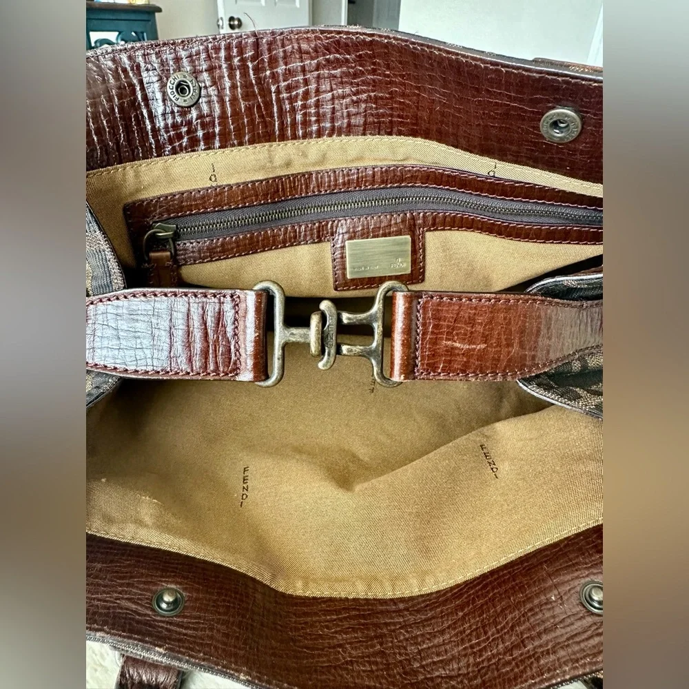 Fendi Zucca Brown Canvas Shoulder/Hand Bag - Picture 9 of 16